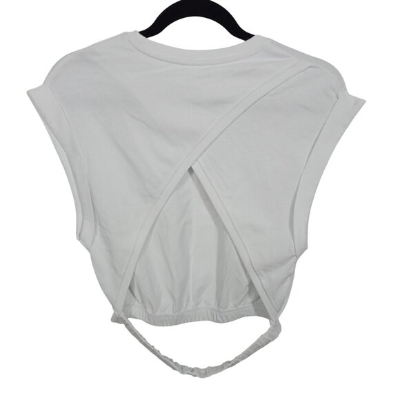*SOLD* Zara Womens T Shirt Size M White Cropped Short Sleeve Open Back Top - Picture 2 of 6